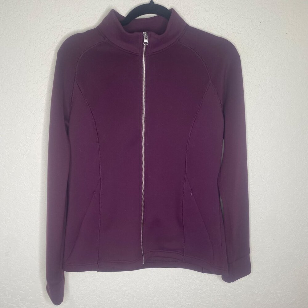 32 Degrees Heat Full Zip‎ Jacket Womens Size S Burgundy Soft Pockets Athleisure